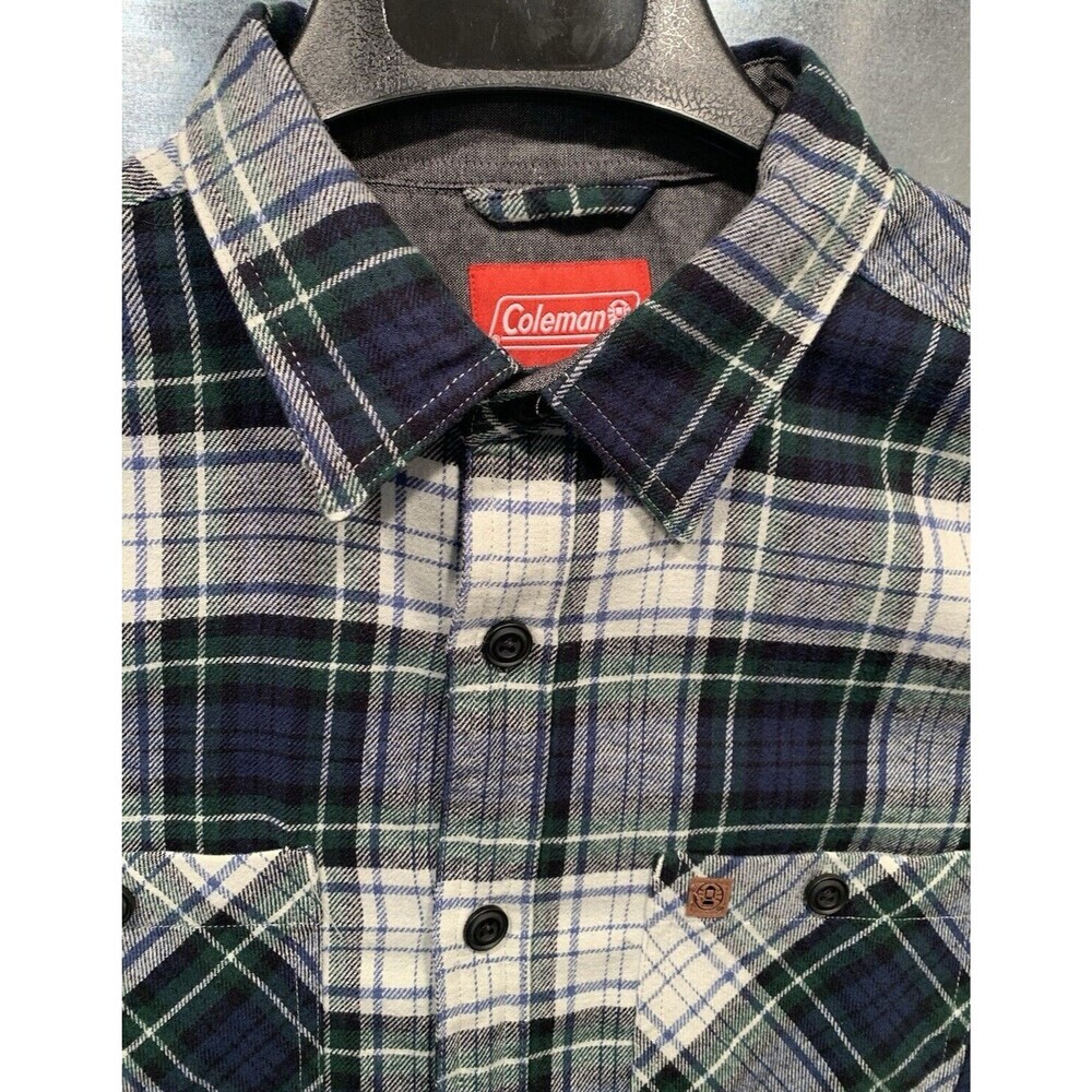 Coleman Shirt Mens Large Button Up Tartan Plaid Flannel Soft Cotton Work Chore
